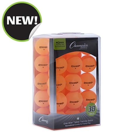 Champion Sports Champion Sports 1STAR38OR 4.75 x 3.75 x 7.9 in. 1 Star Table Tennis; Orange - 38 per Pack 1STR38OR